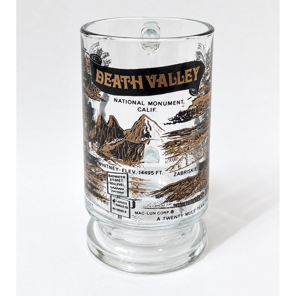 Vintage Death Valley Souvenir Glass Beer Mug California National Monument 1970s